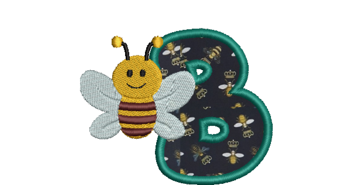 Busy Bee B Machine Embroidery Design 4x4 Hoop