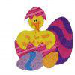 Easter chick and eggs