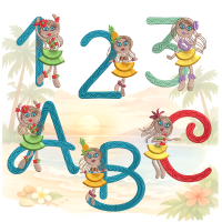 Hula Girl Fringe Skirt alphabet set