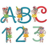 Hula Girl Fringe Skirt alphabet set