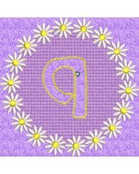 Lower Case Embossed Daisy Q