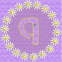 Lower Case Embossed Daisy Q