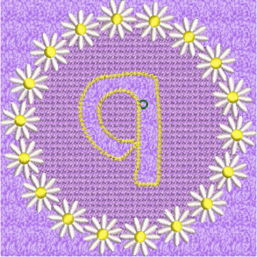 Lower Case Embossed Daisy Q