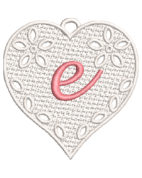 Lower Case Lace Heart E