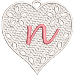 Lower Case Lace Heart N