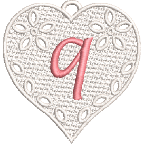 Lower Case Lace Heart Q