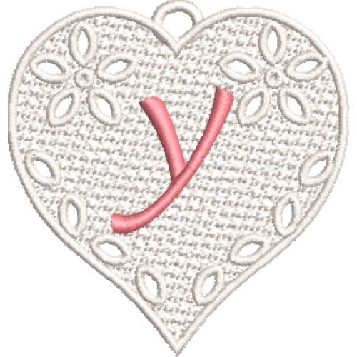Lower Case Lace Heart Y