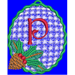 Pine Cone Christmas Lace Lower Case P
