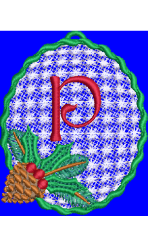 Pine Cone Christmas Lace Lower Case P