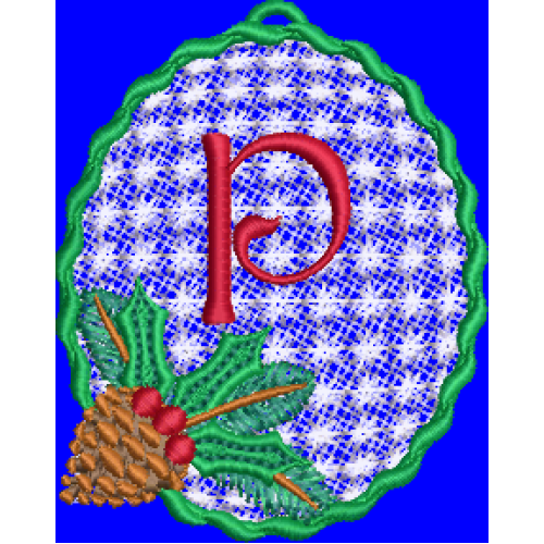 Pine Cone Christmas Lace Lower Case P