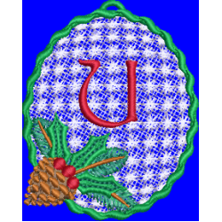 Pine Cone Christmas Lace Lower Case U