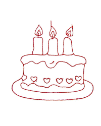 Redwork Birthday Cake