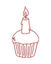 Redwork Cup Cake