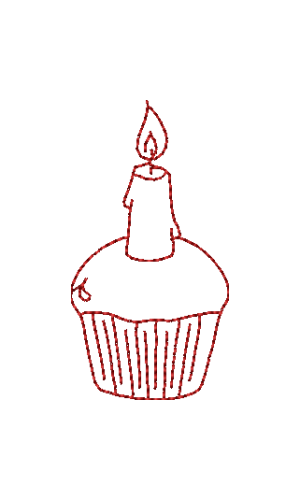 Redwork Cup Cake