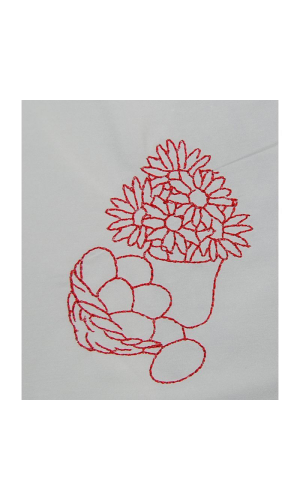 Redwork Easter Flowers And Eggs