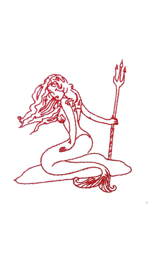 Redwork Mermaid